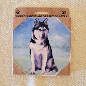 E & S Pets Sandstone Dog Siberian Husky Coaster World's Most Absorbent Coaster